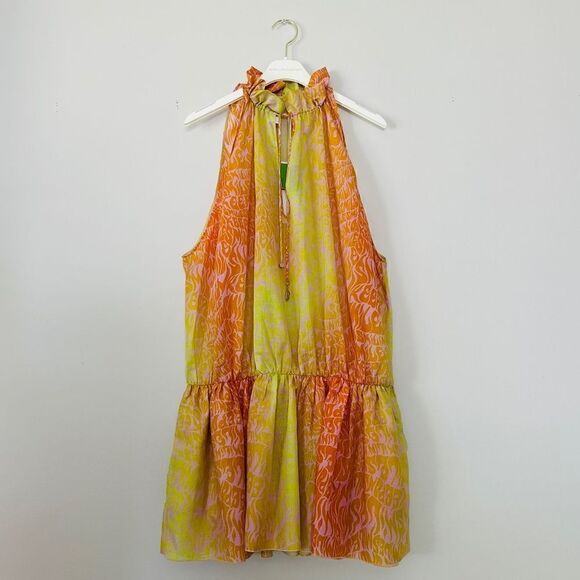 ⭕️ Stella McCartney Mini Dress Multi Color Orange Yellow Designer XS - Picture 4 of 13